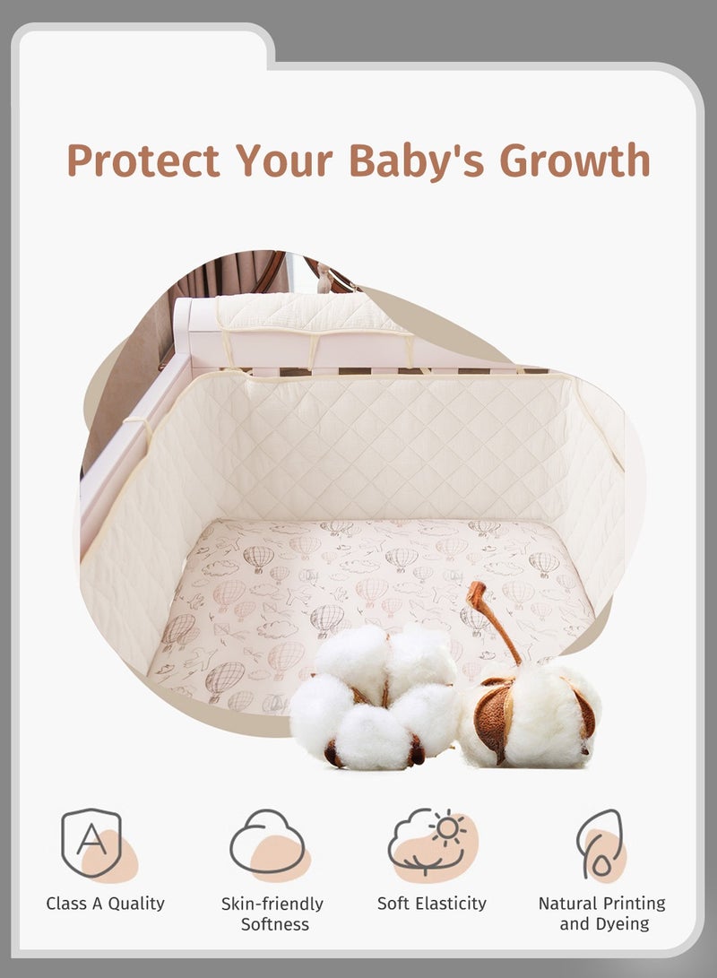 Moovant Baby Crib, Rail Guard, Protective Thicken Soft Guard Crib, Rail Sleeve, Cot Wrap Padded Bed Fence Cover, Rail Guard Protector, White, 190*30cm - Image 3