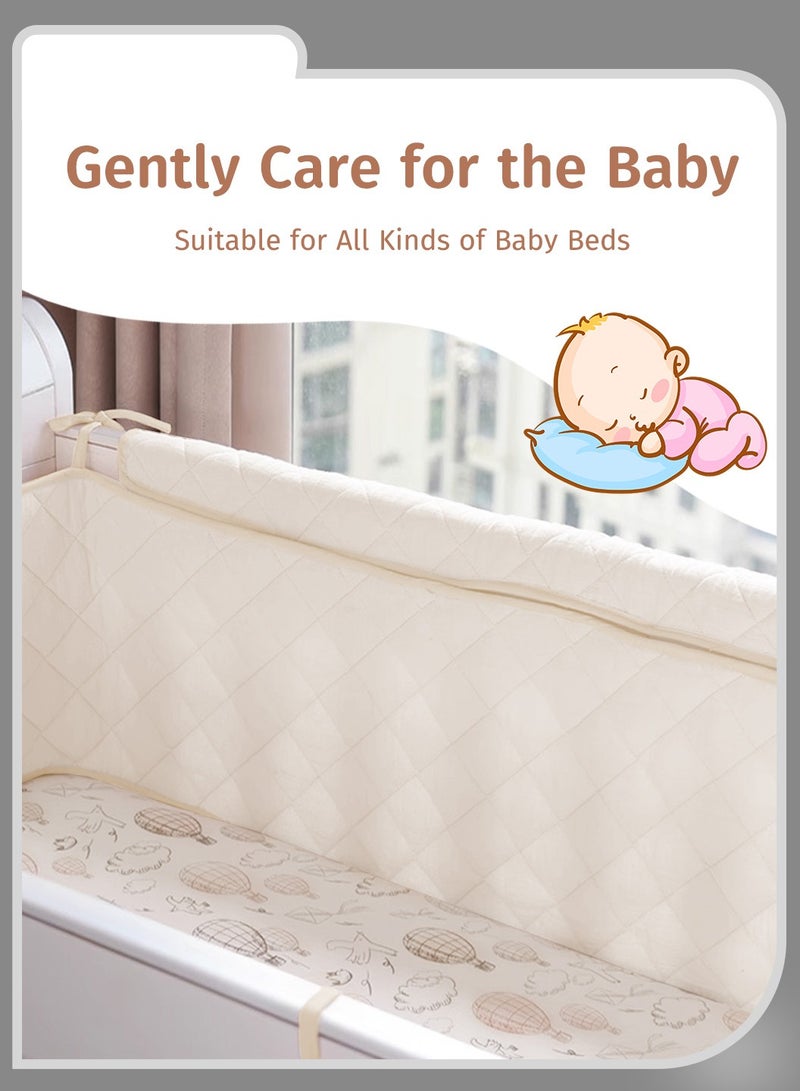Moovant Baby Crib, Rail Guard, Protective Thicken Soft Guard Crib, Rail Sleeve, Cot Wrap Padded Bed Fence Cover, Rail Guard Protector, White, 190*30cm - Image 5