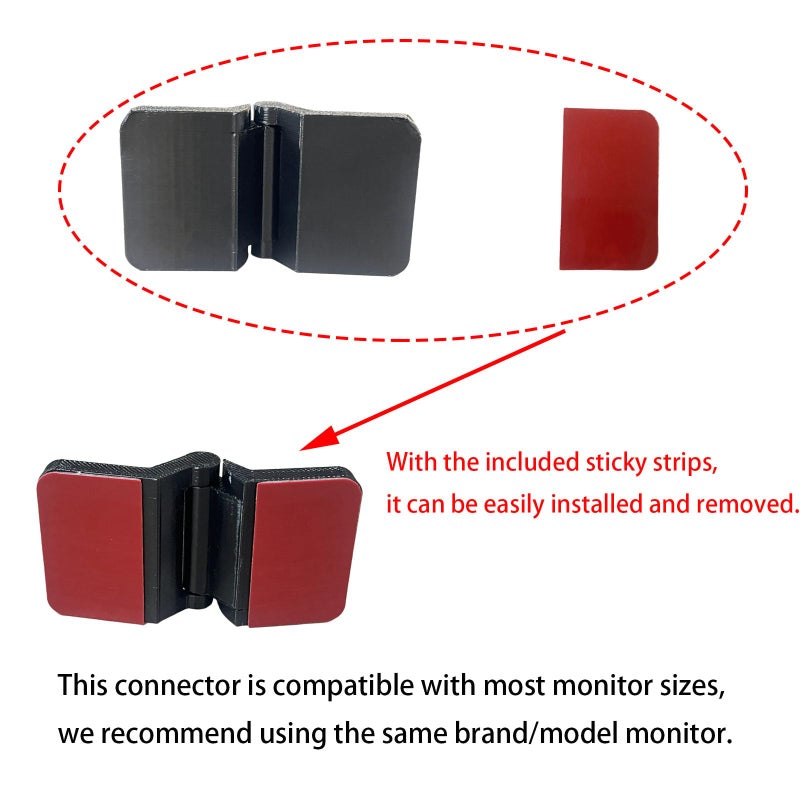 SPANSEE 2 PCS Monitor Connectors Compatible with Sim Racing Monitor, Monitor Alignment Tool, Monitor Hinge (Includes Sticky Strips) - Image 3