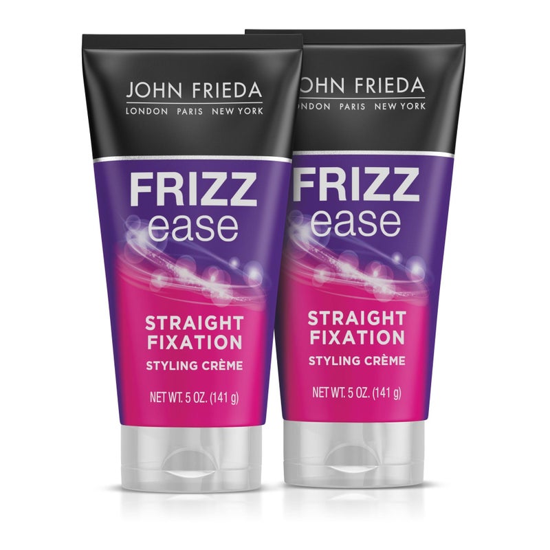 John Frieda Frizz Ease Straight Fixation Styling CrÃ¨me, Straightens Frizzy Hair with Milk Protein & Almond Oil, Sleek, Shiny, Frizz-Free, ThermaGuard Heat Protection Against Damage, 5 Oz, Pack of 3 - Image 1