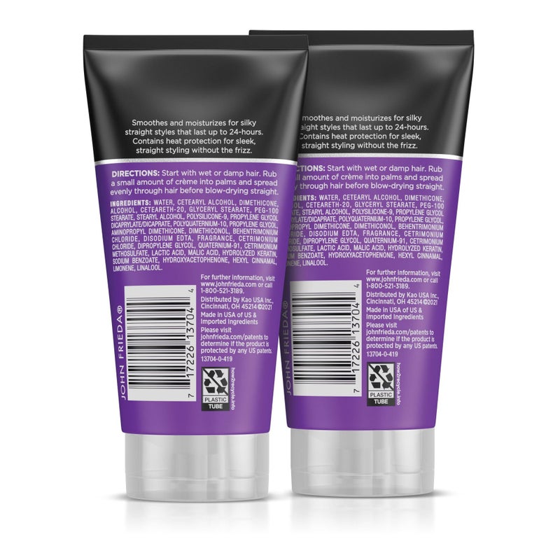 John Frieda Frizz Ease Straight Fixation Styling CrÃ¨me, Straightens Frizzy Hair with Milk Protein & Almond Oil, Sleek, Shiny, Frizz-Free, ThermaGuard Heat Protection Against Damage, 5 Oz, Pack of 3 - Image 5