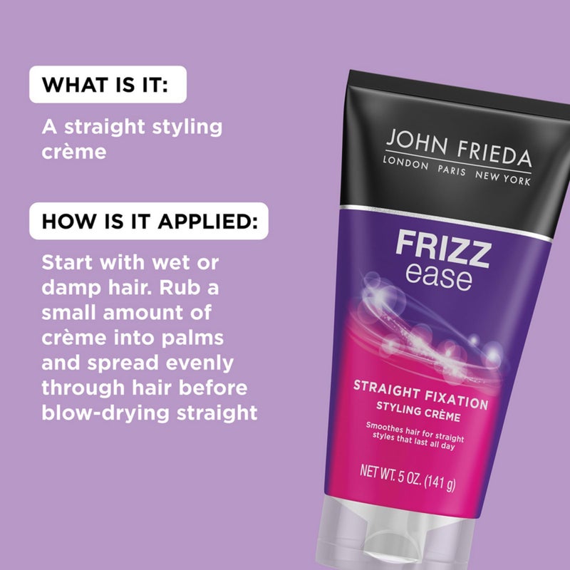 John Frieda Frizz Ease Straight Fixation Styling CrÃ¨me, Straightens Frizzy Hair with Milk Protein & Almond Oil, Sleek, Shiny, Frizz-Free, ThermaGuard Heat Protection Against Damage, 5 Oz, Pack of 3 - Image 3