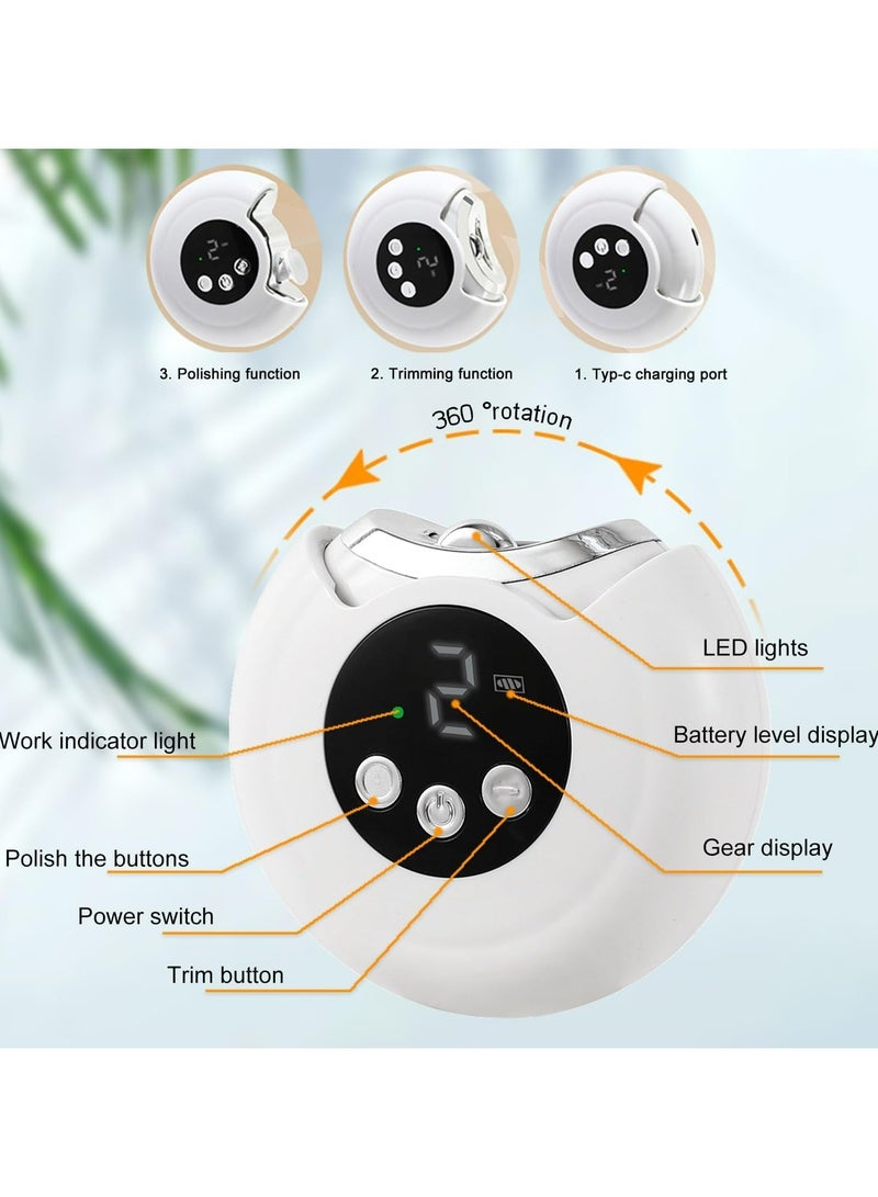 Dominy Electric Automatic Baby Nail Clipper with Light and 3 Speeds, Fingernail Cutter and File and Usb Charging 3 in 1 Design,360° Rotatable Safety Automatic Nail Trimmer for Baby, Kids, Seniors and Adults - Image 3