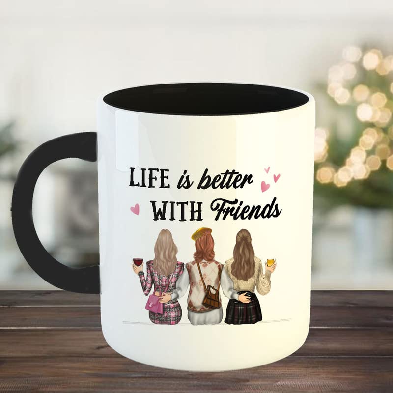 Happu Happy Friendship Day Coffee Mug with 1 Friendship Band Life is Better with Friends 3 Girls Gifts for Friendship Day Friendship Day Gift for MensWomens Gift for Boy 325 ML11Oz5924BK - Image 3