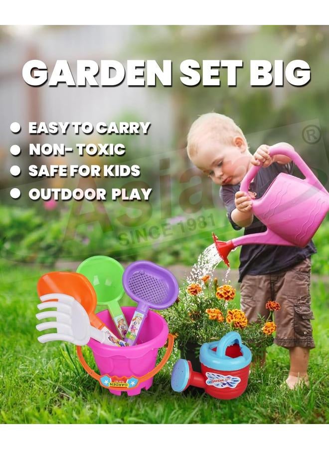Asian Garden Set with Buckets, Spades, and Scoops and Crab Tool for Kids and Toddlers Multicolor - Image 4