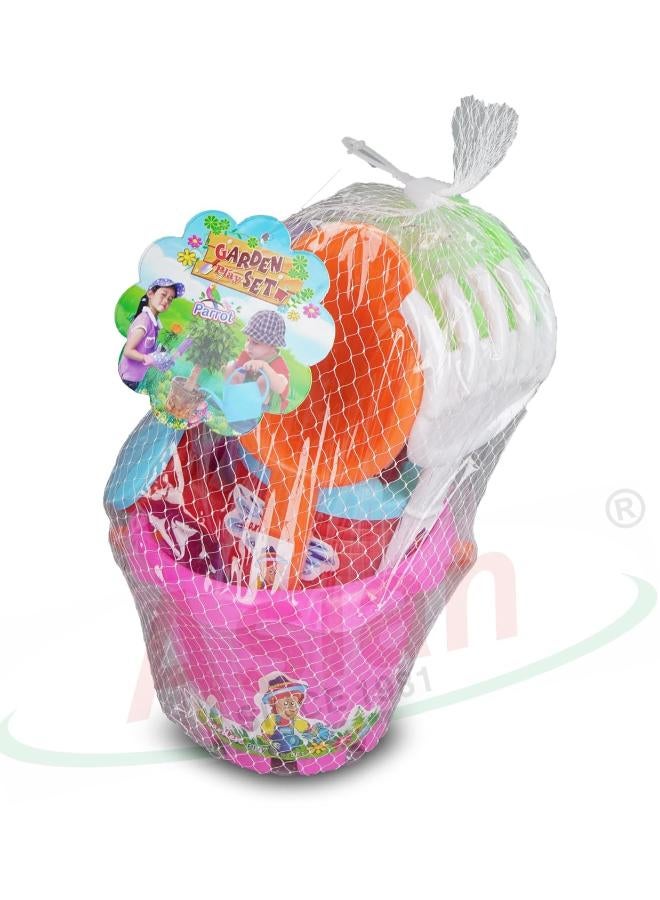 Asian Garden Set with Buckets, Spades, and Scoops and Crab Tool for Kids and Toddlers Multicolor - Image 3