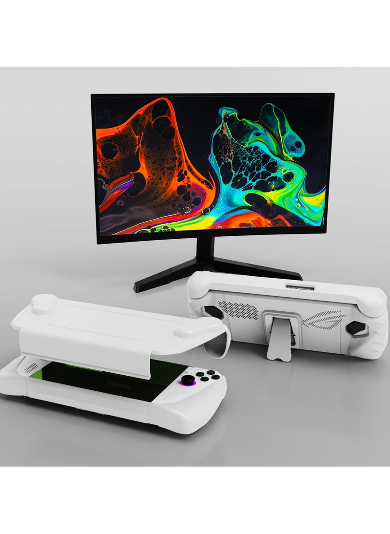 Generic - Asus Rog Ally 7" 2023 Full Protective Case - Detachable Front Shell, Kickstand, Non-Slip & Scratch-Resistant, Frosted Design (White) - Image 1