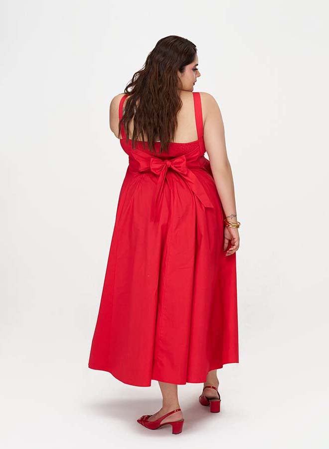 VIRGIO 100% Cotton Fit & Flare Dress With Bow - Image 4