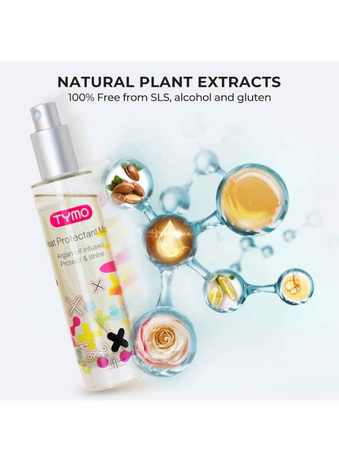 TYMO TYMO Heat Protectant for Hair with Argan Oil for Heated Styling Tools, Leave in Conditioner Spray to Smooth & Hydrate, Natural Pure Formulation, Multi-benefit Treatment, Lightweight Spray, Pack of 2  - Image 4