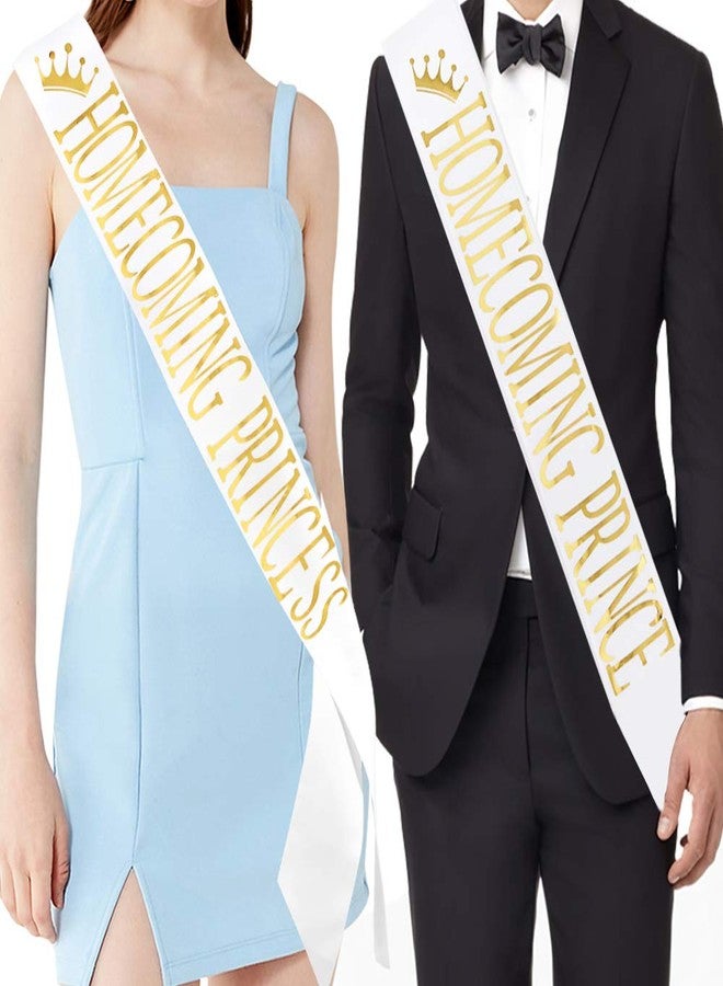 تي تي كوروك أوشحة "أمير العودة للوطن" و"أميرة العودة للوطن" - أوشحة حفلات العودة للوطن، إكسسوارات حفلات المدرسة، أبيض بنقشة ذهبية - Image 2