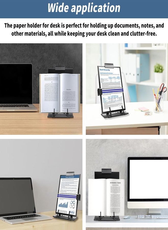 TONOS Paper Stand Document Holder - Quality Document Holder for Desk, Paper Stands for Desk When Typing, Sturdy Stainless Steel Copy Holder, Adjustable Angle, Papers Holder Stand for Desk Typing - Image 4