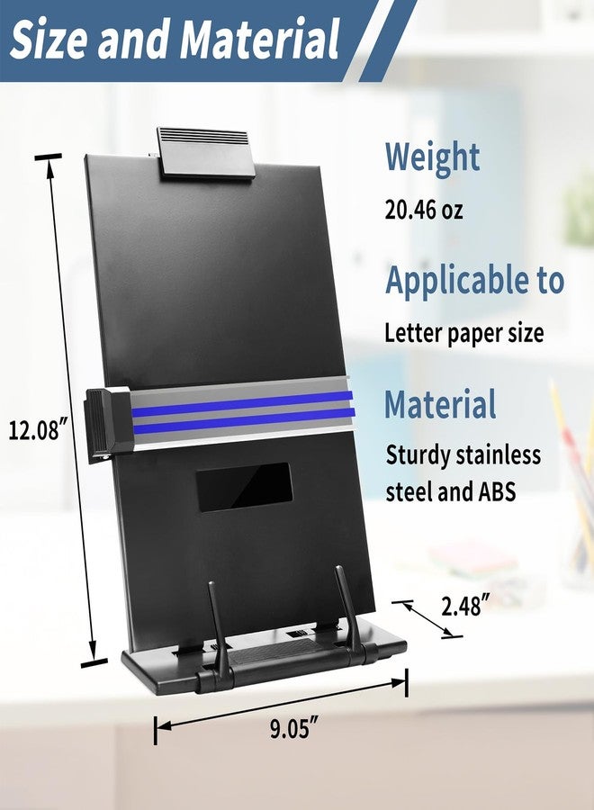 TONOS Paper Stand Document Holder - Quality Document Holder for Desk, Paper Stands for Desk When Typing, Sturdy Stainless Steel Copy Holder, Adjustable Angle, Papers Holder Stand for Desk Typing - Image 3