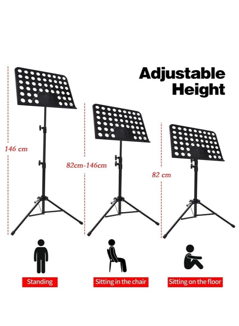 WALALLA Sheet Music Stand, Adjustable Music Stand with Carrying Bag, Professional Music Book Holder Music Sheet Clip Holder for Guitar, Ukulele, Violin Players - Image 3