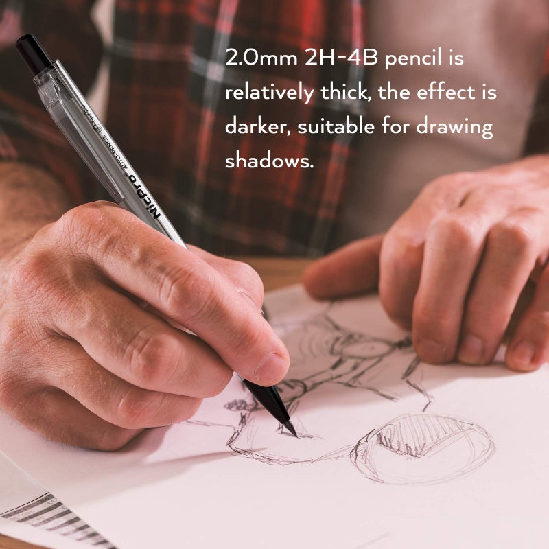 Nicpro 6 PCS Art Mechanical Pencils Set with Case, Drafting Pencil 0.3 & 0.5 & 0.7 & 0.9 mm and 2mm Lead Holder (4B 2B HB 2H) For Art Writing, Sketching Drawing,With Lead Refills Erasers Sharpener - Image 5