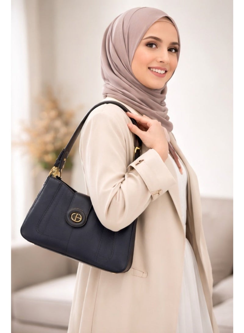 Chrisbella Handbag. Small (L28*W8*H17 cm) with detachable Strap and mini Wallet. Colour: Black. - Image 2