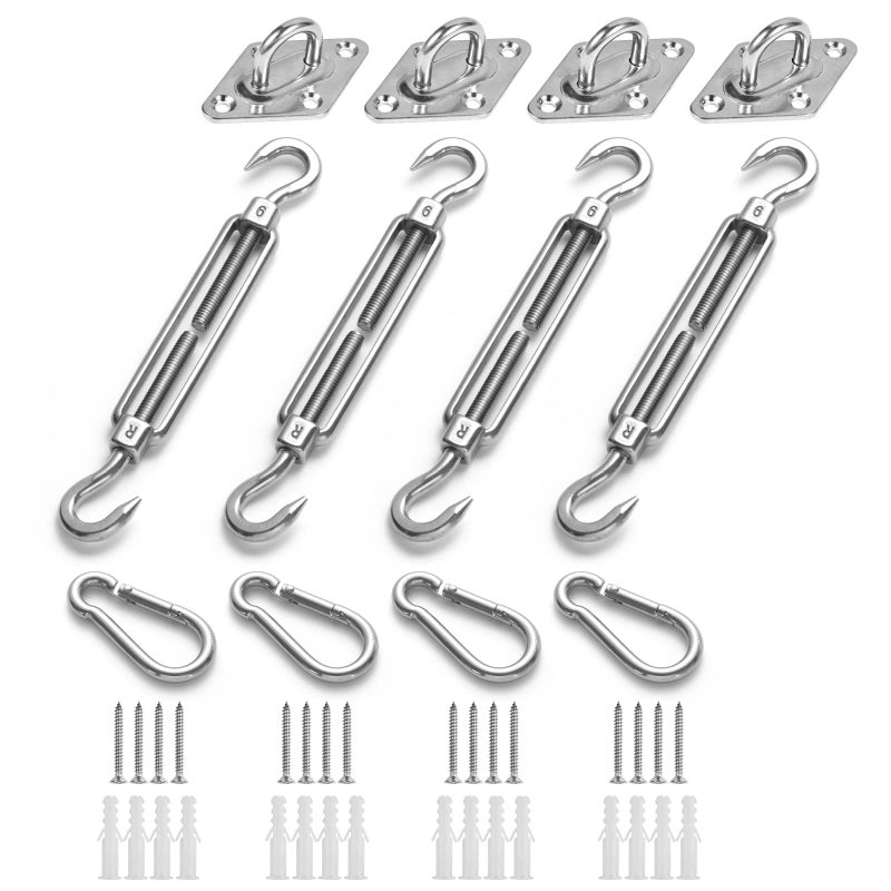 HOMPER M6 Awning Attachment Set, Heavy Duty Sun Shade Sail Stainless Steel Hardware Kit for Garden Triangle and Square, Rectangle, Fixing Accessories - Image 1
