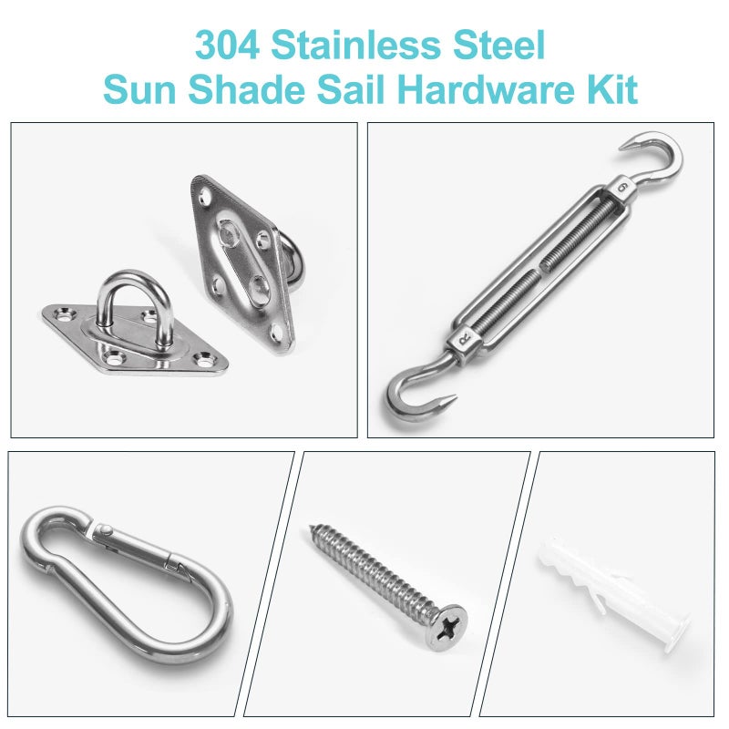 HOMPER M6 Awning Attachment Set, Heavy Duty Sun Shade Sail Stainless Steel Hardware Kit for Garden Triangle and Square, Rectangle, Fixing Accessories - Image 3
