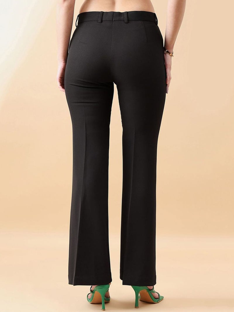 Powersutra Black Bell Bottom Mid Waist Stretch Trouser for Women - Image 5