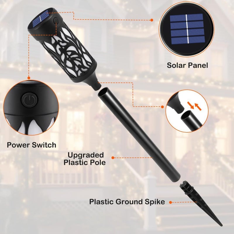 New Round Solar Flame Lamp for Outdoor Courtyard, Lawn, and Garden Lighting（2P） - Image 4