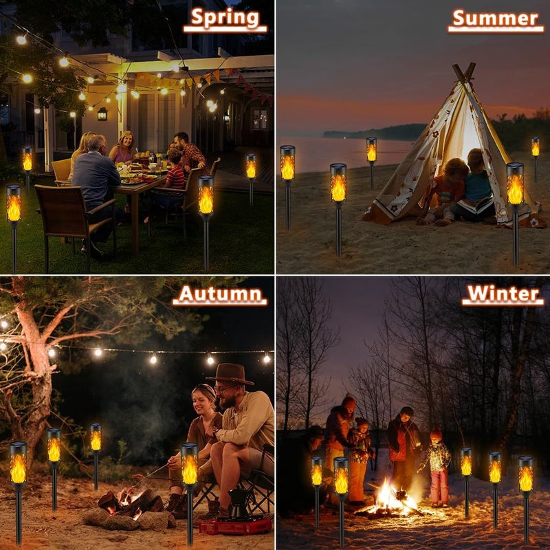 New Round Solar Flame Lamp for Outdoor Courtyard, Lawn, and Garden Lighting（2P） - Image 3