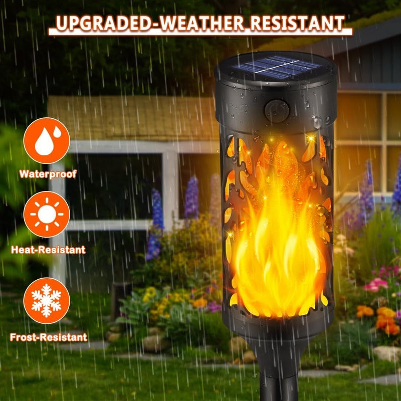New Round Solar Flame Lamp for Outdoor Courtyard, Lawn, and Garden Lighting（2P） - Image 1