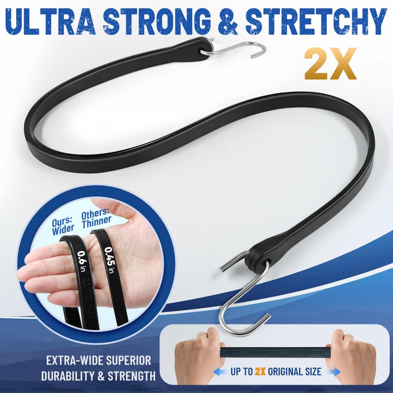 Bolvixor Bungee Cords with Hooks (10 Pack) â€“ 10", 15", 21", 31" Heavy Duty EPDM Rubber Tarp Straps, Max Stretch 2X, Load 180+ LBS, Crimped S Hooks for Cargo, Trucks, Camping, Outdoor Use - Image 3