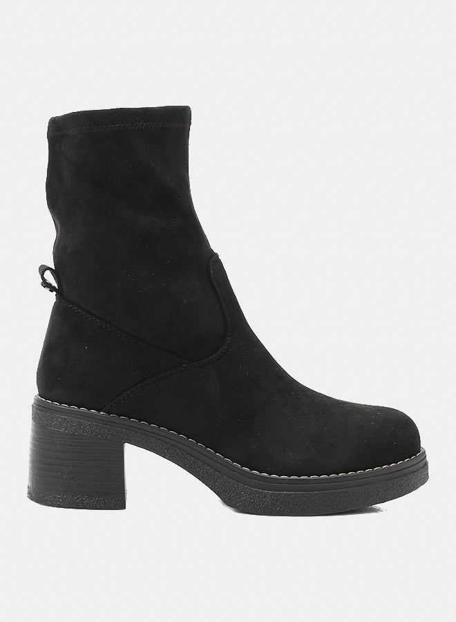 Dejavu Shoes GER-DVTX-015 Half Neck Suede Black Zipper Closure Boot  For Women - Image 2