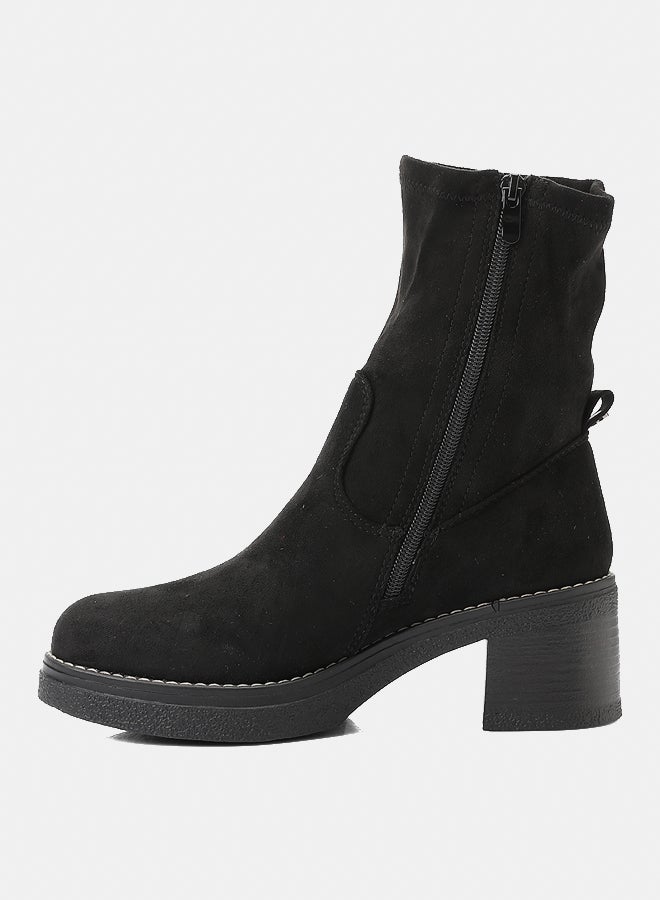 Dejavu Shoes GER-DVTX-015 Half Neck Suede Black Zipper Closure Boot  For Women - Image 4