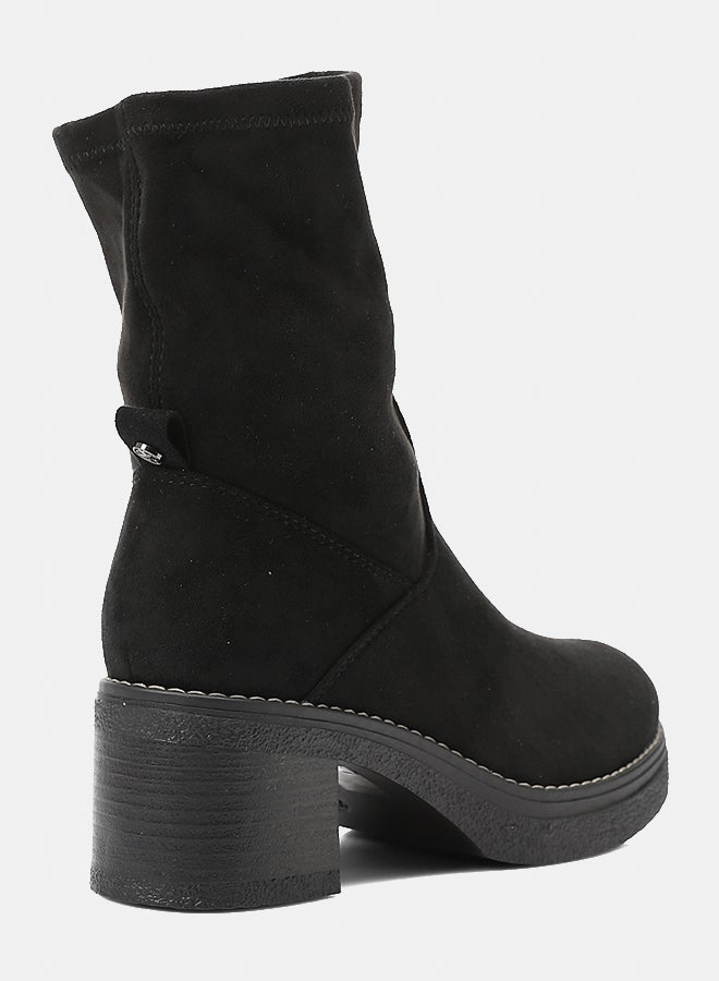 Dejavu Shoes GER-DVTX-015 Half Neck Suede Black Zipper Closure Boot  For Women - Image 3