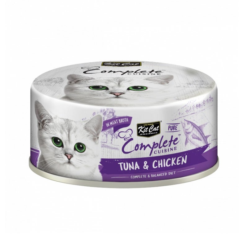 كيت كات Kit Cat Complete Cuisine Tuna and Chicken In Broth Canned Cat Food - 70 g