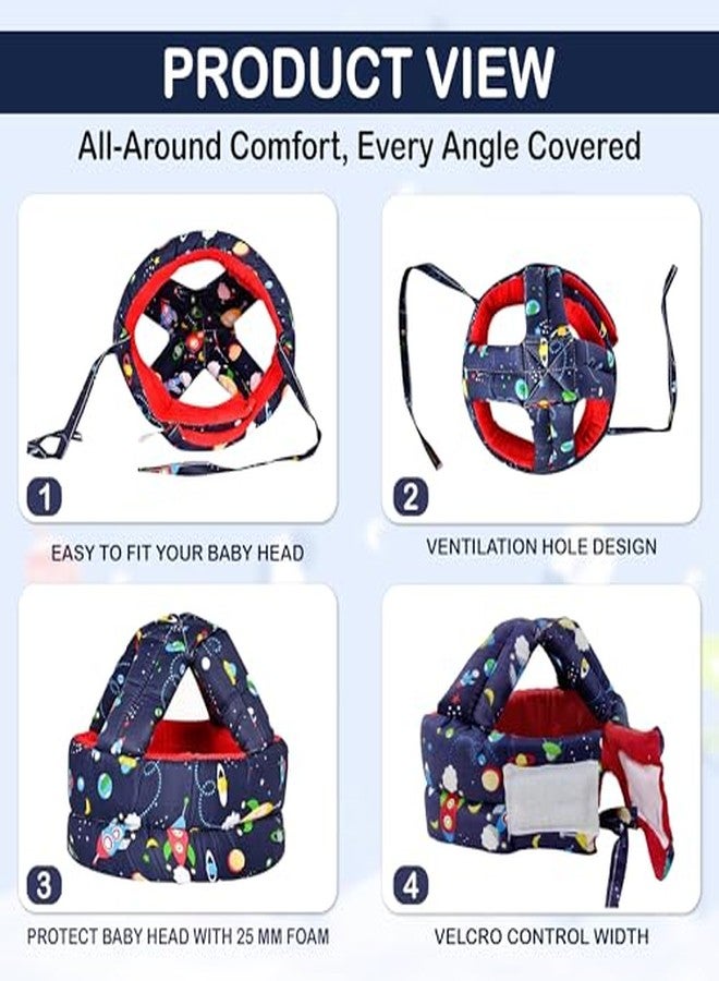GLUN® Pack of 1 Baby Head Safety Cushing Helmet Navy Blue Colour, 6-12 Months Cushion Lightweight & Breathable Head Protector Helmet, Crawling & Running for Infants, Soft Cushion Headguard - Image 4