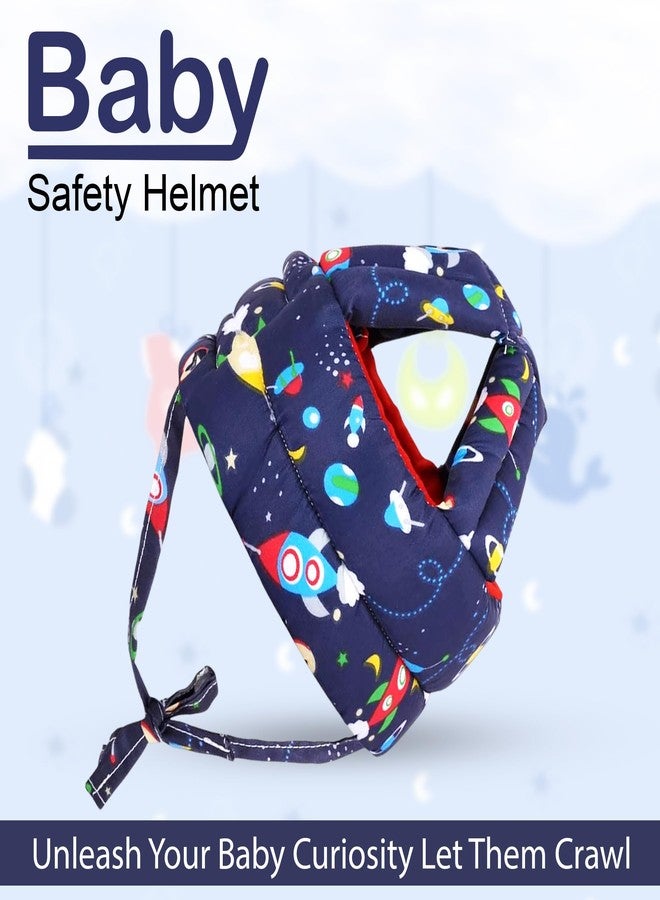GLUN® Pack of 1 Baby Head Safety Cushing Helmet Navy Blue Colour, 6-12 Months Cushion Lightweight & Breathable Head Protector Helmet, Crawling & Running for Infants, Soft Cushion Headguard - Image 2