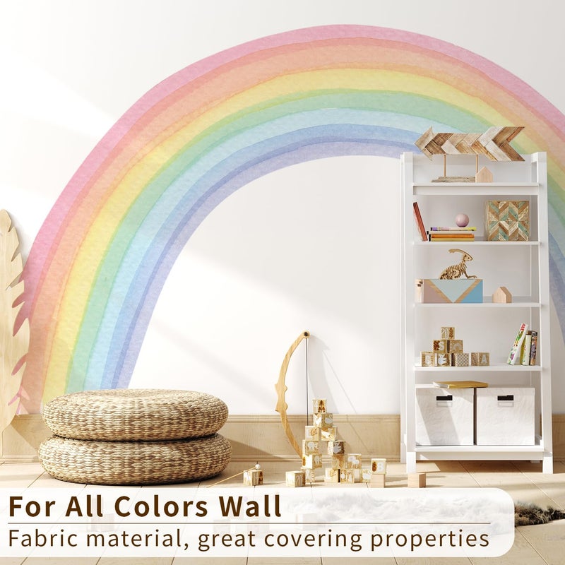 funlife Fabric Large Rainbow Wall Mural Stickers Peel and Stick, Precut Giant Vibrant Watercolor Rainbow Wall Sticker Decals for Girls Bedroom Kids Nursery Room Playroom, Vibrant Full Rainbow - Image 5