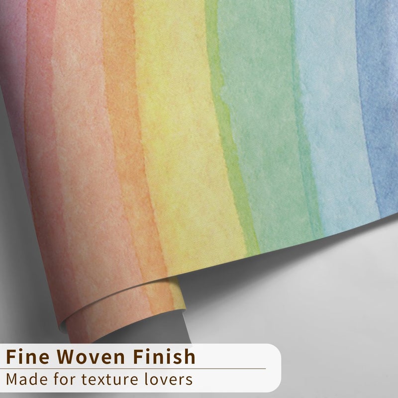 funlife Fabric Large Rainbow Wall Mural Stickers Peel and Stick, Precut Giant Vibrant Watercolor Rainbow Wall Sticker Decals for Girls Bedroom Kids Nursery Room Playroom, Vibrant Full Rainbow - Image 2