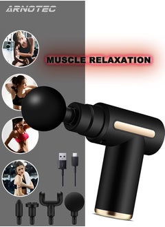 ARNOTEC Massage Gun, Handheld Deep Tissue Percussion Massager Gun for Sore Muscle Recovery, 4 Interchangeable Heads, black  - Image 1