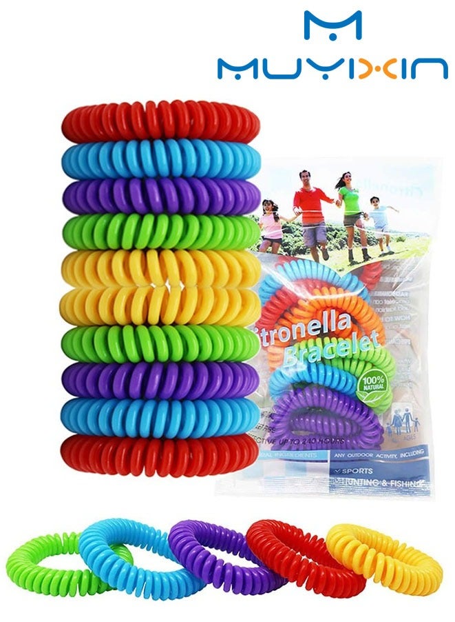 Muyixin Mosquito Repellent Bracelets Natural DEET-Free Waterproof Wristbands for Safe Outdoor Travel Protection up to 250 Hours for Adults and Kids (10 Pieces) - Image 1