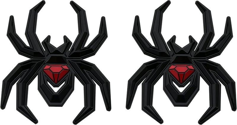 2pcs Custom New Spider Emblems 3D Fender Rear Door Badges Sticker Replacement for F-150 Silverado Sierra RAM Black Widow Edition (Black Red) - Image 1