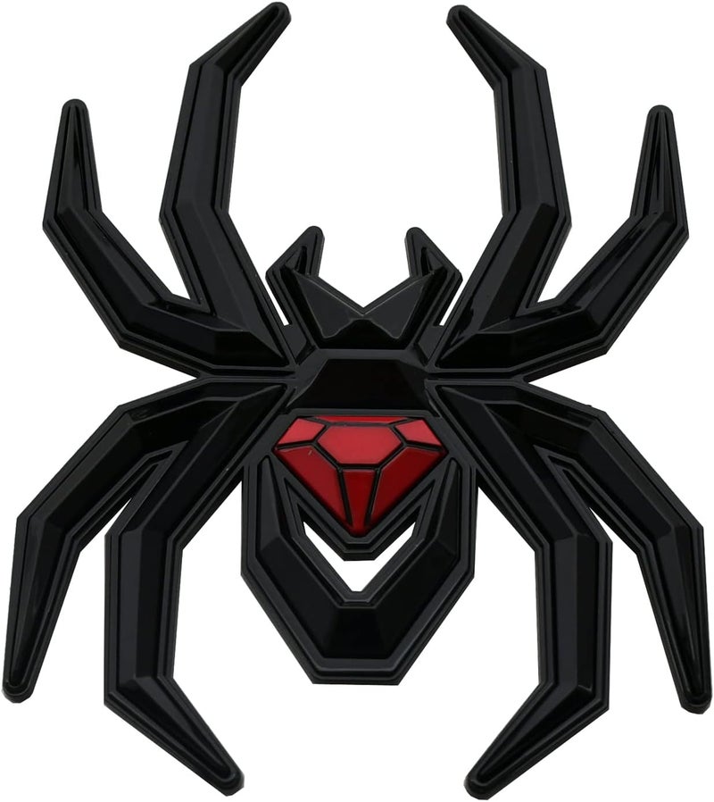 2pcs Custom New Spider Emblems 3D Fender Rear Door Badges Sticker Replacement for F-150 Silverado Sierra RAM Black Widow Edition (Black Red) - Image 4