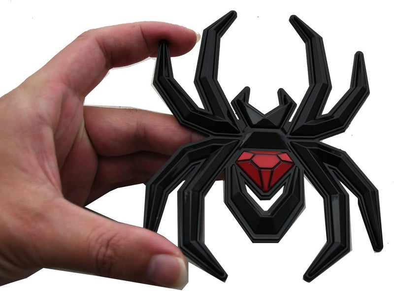2pcs Custom New Spider Emblems 3D Fender Rear Door Badges Sticker Replacement for F-150 Silverado Sierra RAM Black Widow Edition (Black Red) - Image 5
