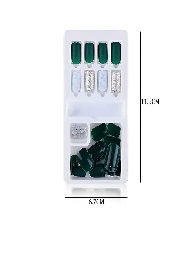 SYGA Press on Gel Nails Medium Length 30 Pcs With Double Sided Jelly Adhesive Nail Glue Nail Filer,Fake Nails Long Lasting Press Nails Glossy Nail Art DIY with Nail Tips Glue (F635-18) - Image 3