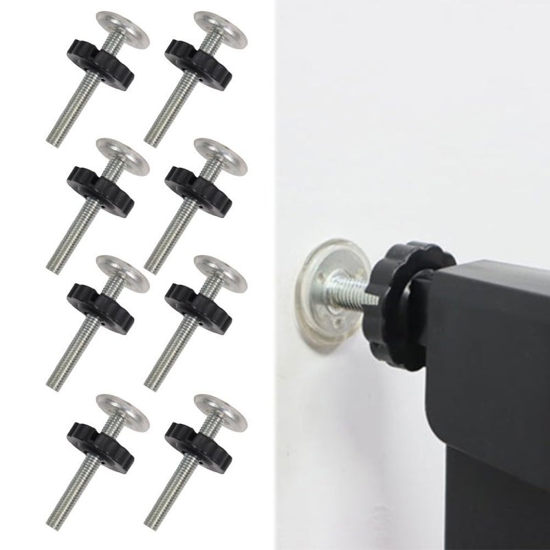 Black 8 Pcs Stainless Steel No Drill Safety Gate Extension Kit Adjusting Bolt Rods Non Slip Pads - Image 3