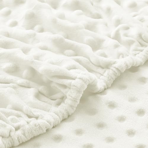 Entisn Baby Crib Sheets 2 Pack, 28 x 52 Inch Minky Dot Fitted Crib Mattress Sheet for Boys and Girls, Soft and Warm Fleece Nursery Bedding for Standard Toddler Bed Mattresses (White) - Image 4