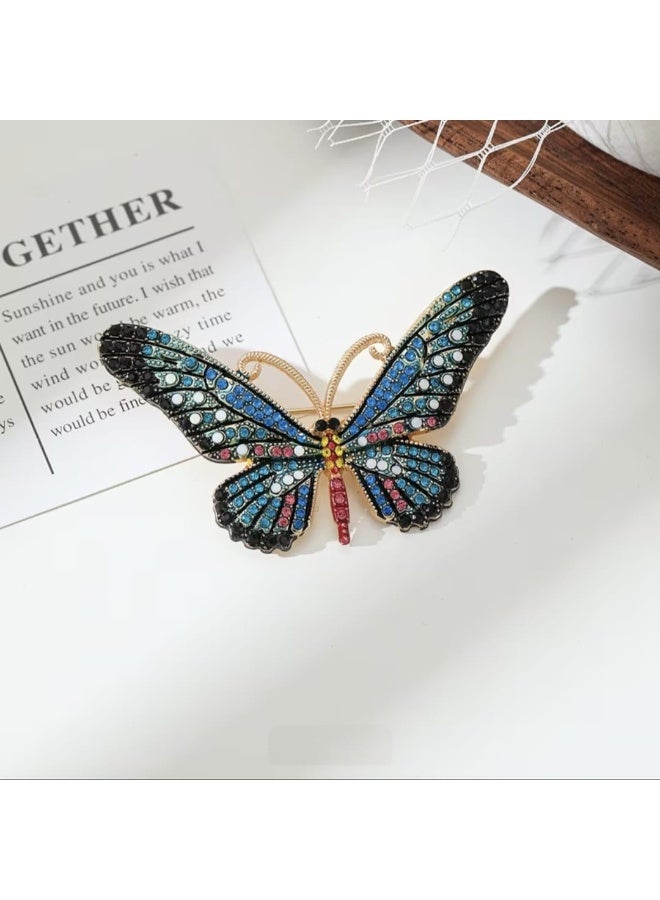 Luxury & Trendy Crystal Rhinestone Accessory Brooch Pin for Women, for clothes and Bags Fashion Enamel Available in different shapes and colors Gold/Silver (Butterfly 4) - Image 3