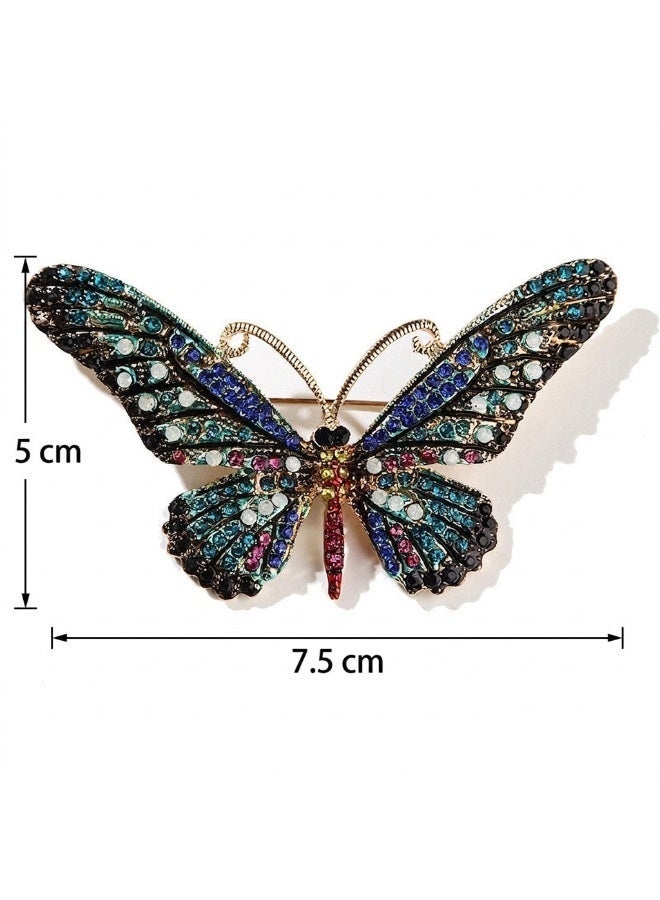 Luxury & Trendy Crystal Rhinestone Accessory Brooch Pin for Women, for clothes and Bags Fashion Enamel Available in different shapes and colors Gold/Silver (Butterfly 4) - Image 2