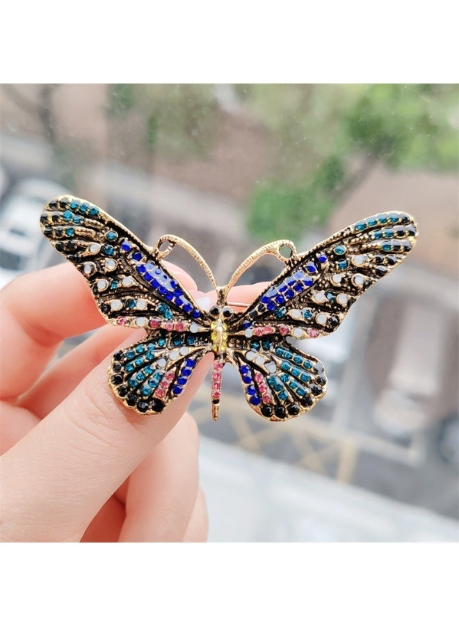 Luxury & Trendy Crystal Rhinestone Accessory Brooch Pin for Women, for clothes and Bags Fashion Enamel Available in different shapes and colors Gold/Silver (Butterfly 4) - Image 1