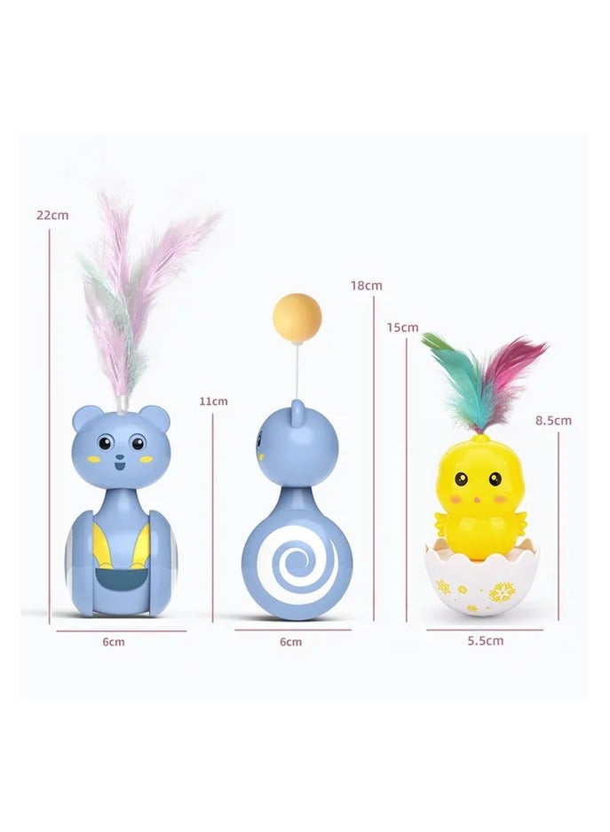 A.M Cat Feathers,Funny Cat Ball Toys Self-Happy Glasses with Feather - Interactive Feather Cat Toy Kitten Toys, Interactive Cat Toys for Cats, Sliding Tumbler - Image 2