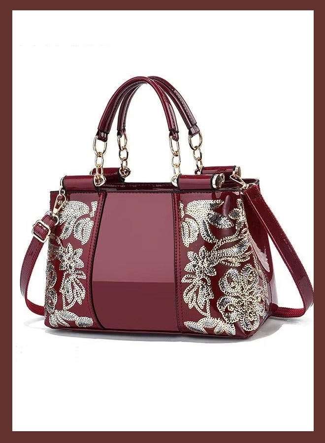 كان واي حقيبة يد فاخرة وأنيقة جلد متطور فريد لامع للزفاف سعة كبيرة كتف واحد منحوتة حقيبة ساعي للنساء / الأم / صديق الفتاة هدية - Image 1