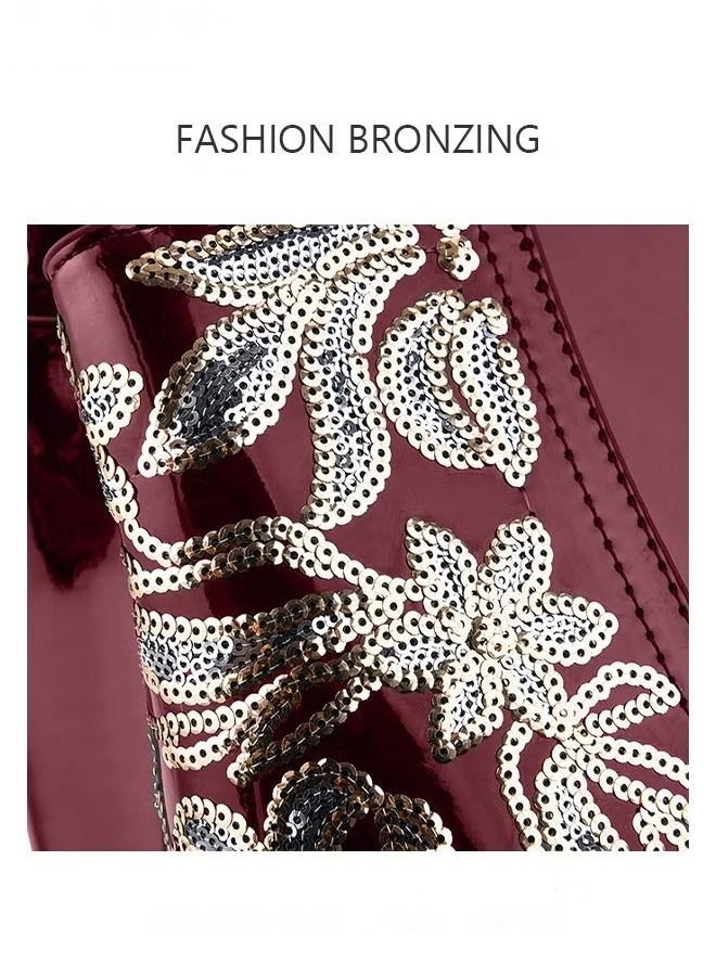 كان واي حقيبة يد فاخرة وأنيقة جلد متطور فريد لامع للزفاف سعة كبيرة كتف واحد منحوتة حقيبة ساعي للنساء / الأم / صديق الفتاة هدية - Image 2