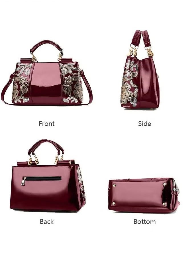 كان واي حقيبة يد فاخرة وأنيقة جلد متطور فريد لامع للزفاف سعة كبيرة كتف واحد منحوتة حقيبة ساعي للنساء / الأم / صديق الفتاة هدية - Image 4