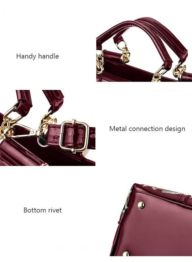 كان واي حقيبة يد فاخرة وأنيقة جلد متطور فريد لامع للزفاف سعة كبيرة كتف واحد منحوتة حقيبة ساعي للنساء / الأم / صديق الفتاة هدية - Image 5